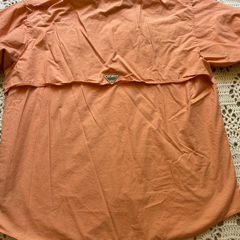 Columbia PFG Shirt Mens L Peach Button Up Short Sleeve Fishing Outdoor - Picture 6 of 10